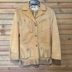 Vintage Schott NYC Western Rancher Suede Fringe Women’s Coat Size 6 Lined USA